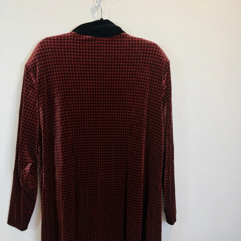 Coldwater Creek Women's 3X Red &‎ Black Velour Open House Coat Robe Soft READ